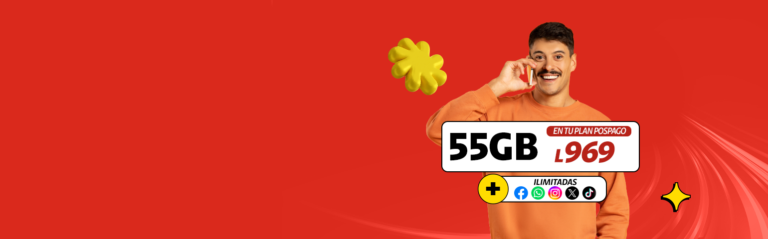 Claro Honduras – Plan pospago con 55 GB por L969 al mes, incluye redes sociales ilimitadas. Promoción Claro Honduras pospago: 55 GB por L969 al mes con Facebook, WhatsApp, Instagram, X y TikTok ilimitados.